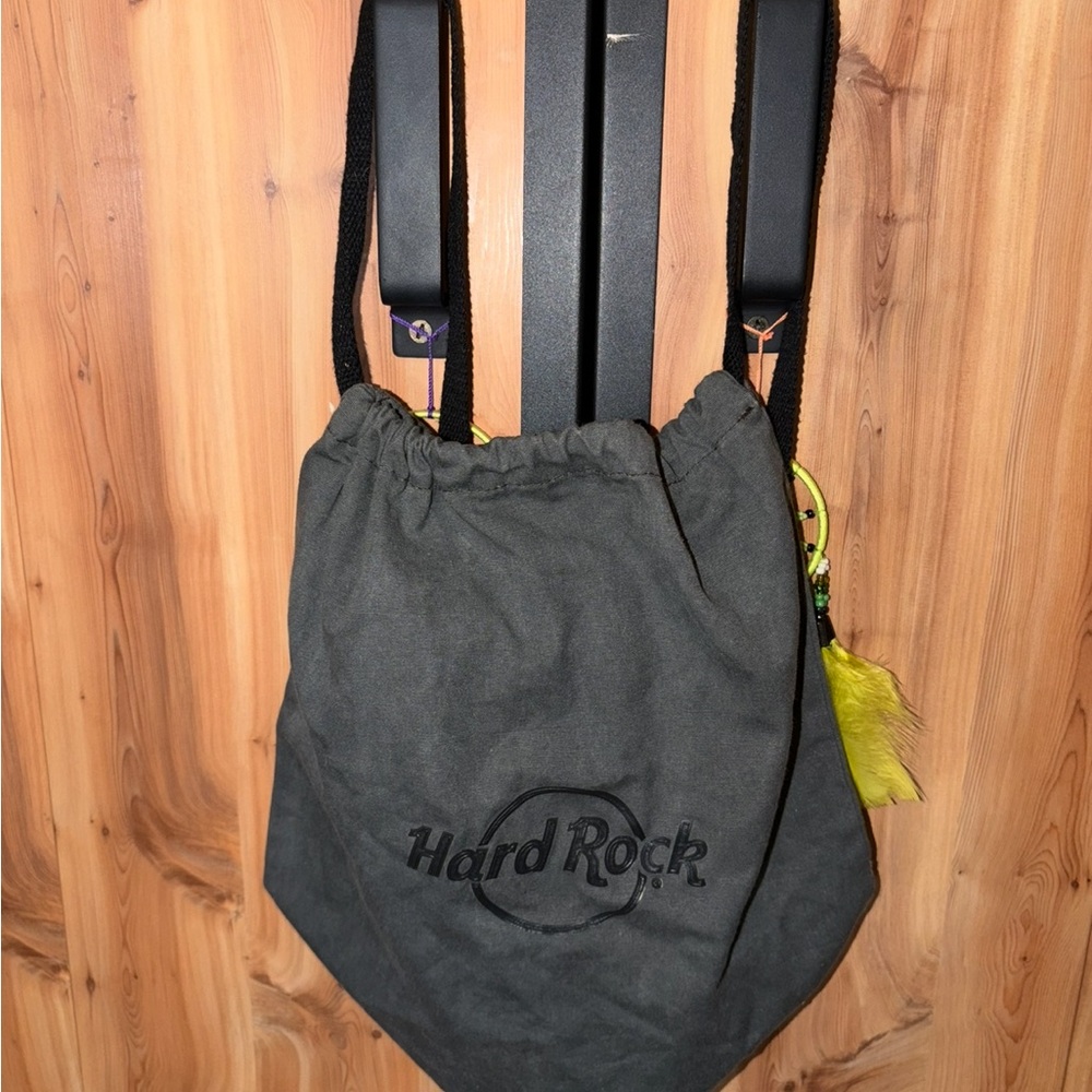 Hard Rock Cafe Gray Drawstring Backpack